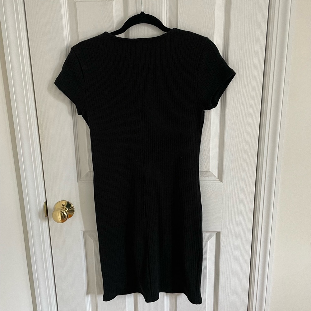 Madewell Black Ribbed Button-Down Mini Dress - image 2